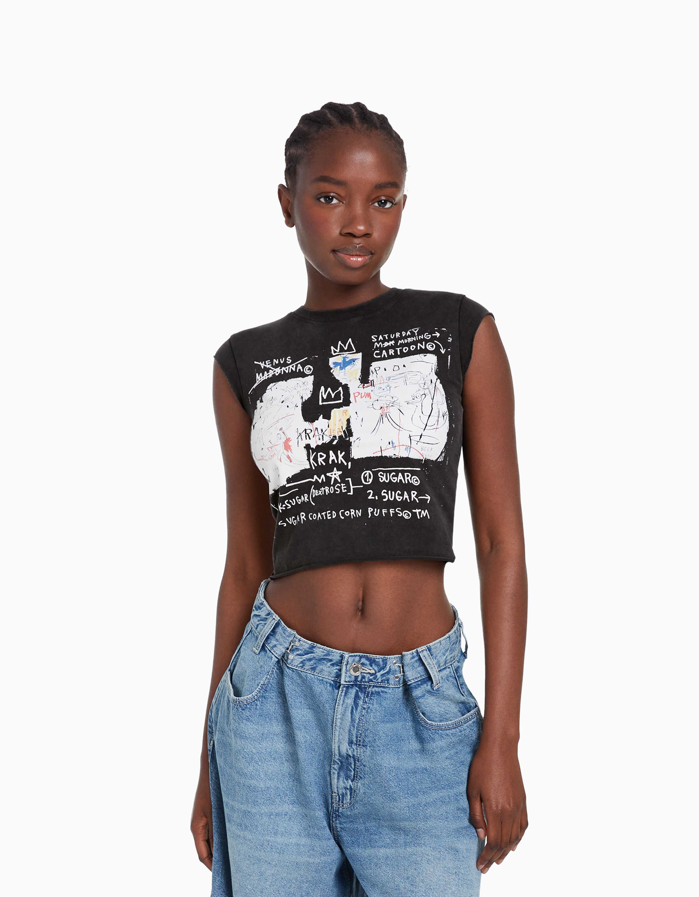 Short sleeve Jean Michel Basquiat print T shirt Tees and tops