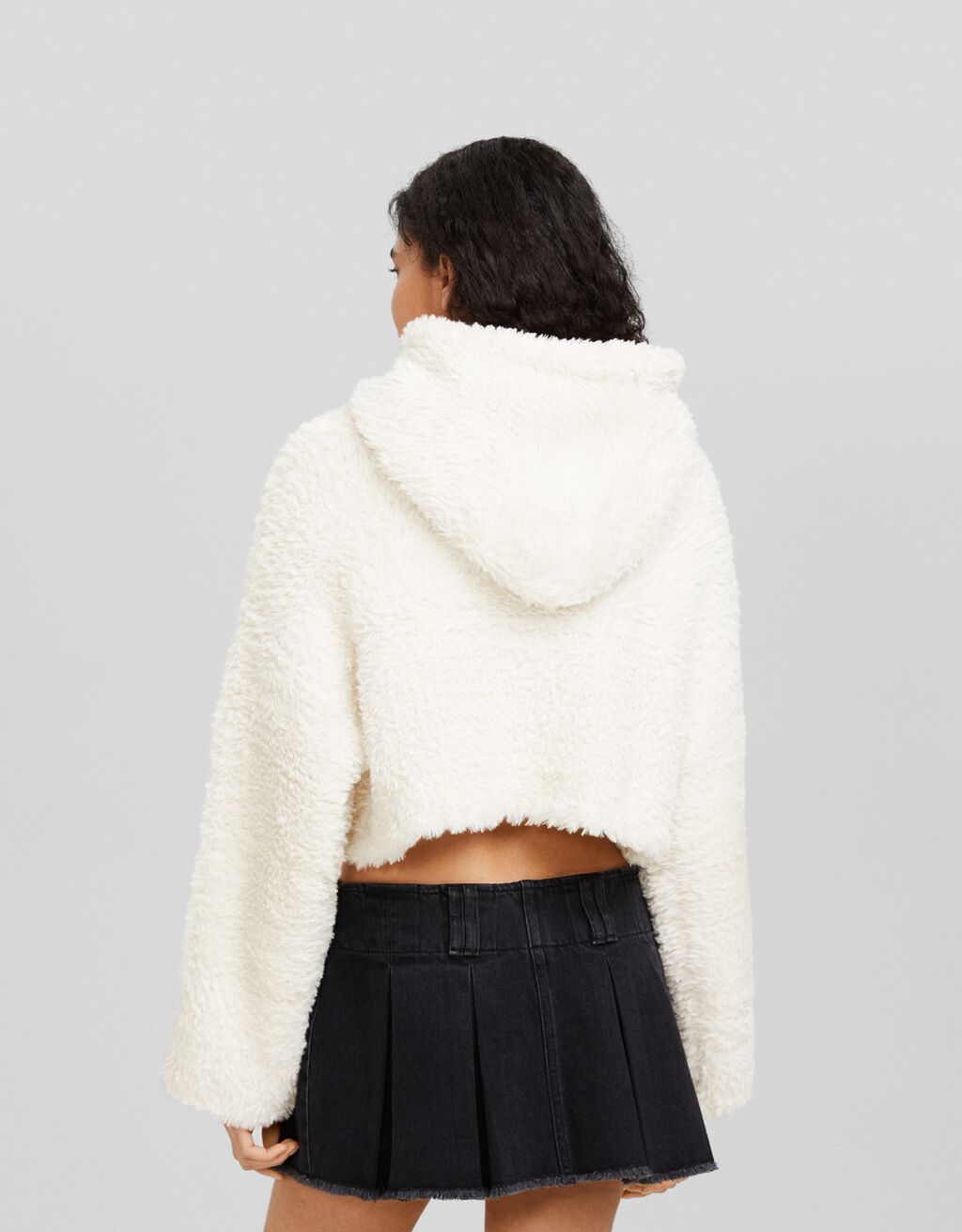Faux fur hooded sweater Women Bershka