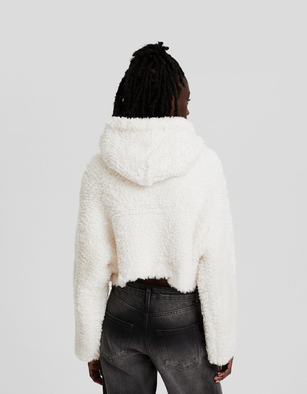 Fur hood sweater top
