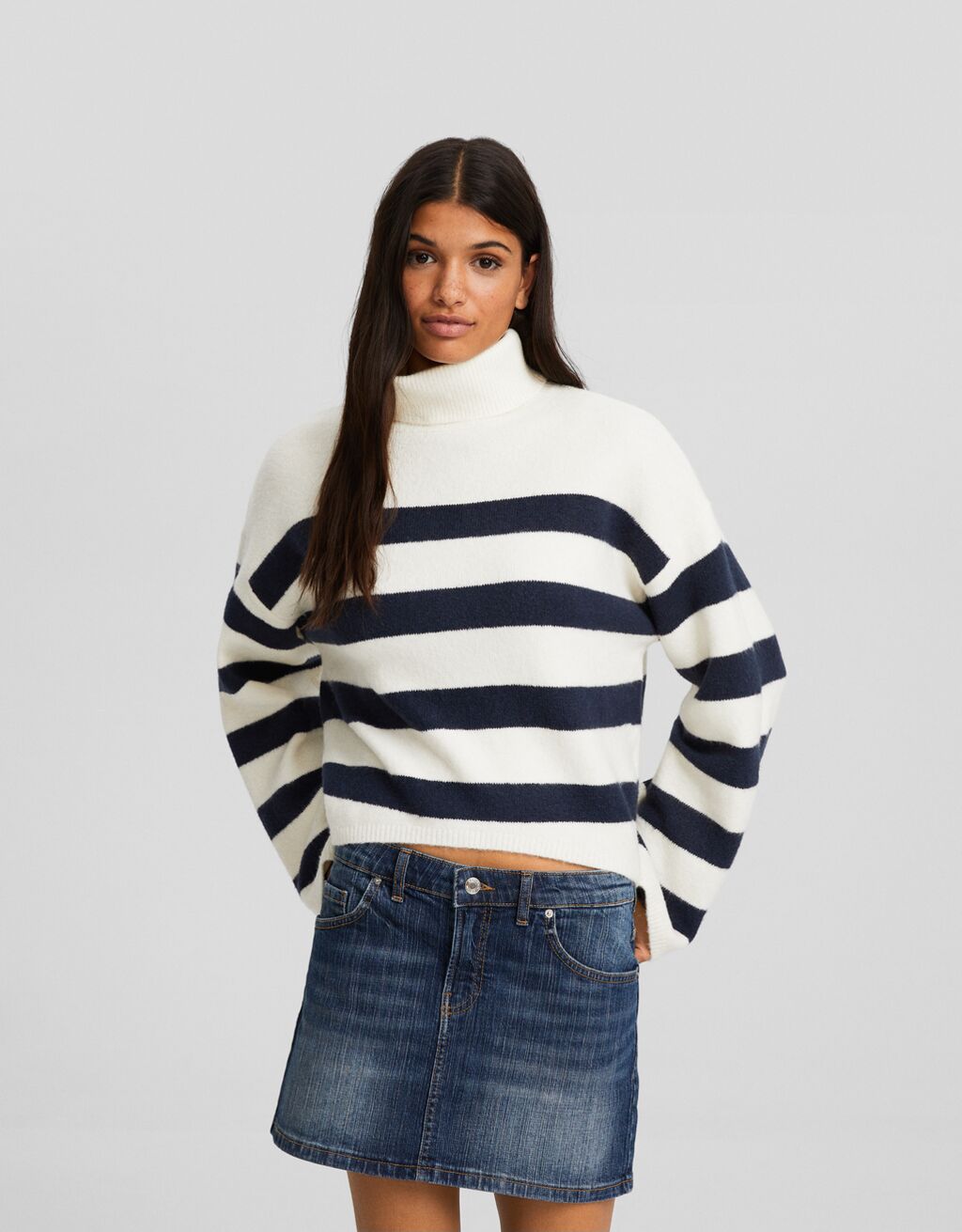 Striped high neck sweater - Sweaters and cardigans - BSK Teen