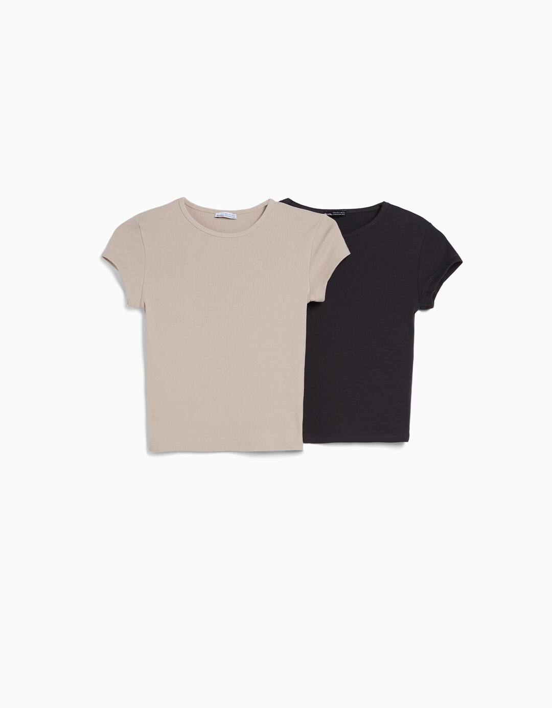 Pack of 2 short sleeve ribbed T-shirts.