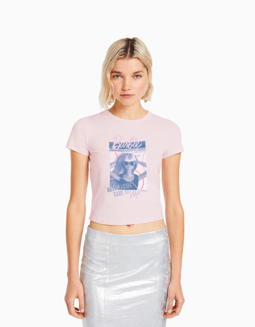 print short sleeve fitted T-shirt - New - Women | Bershka