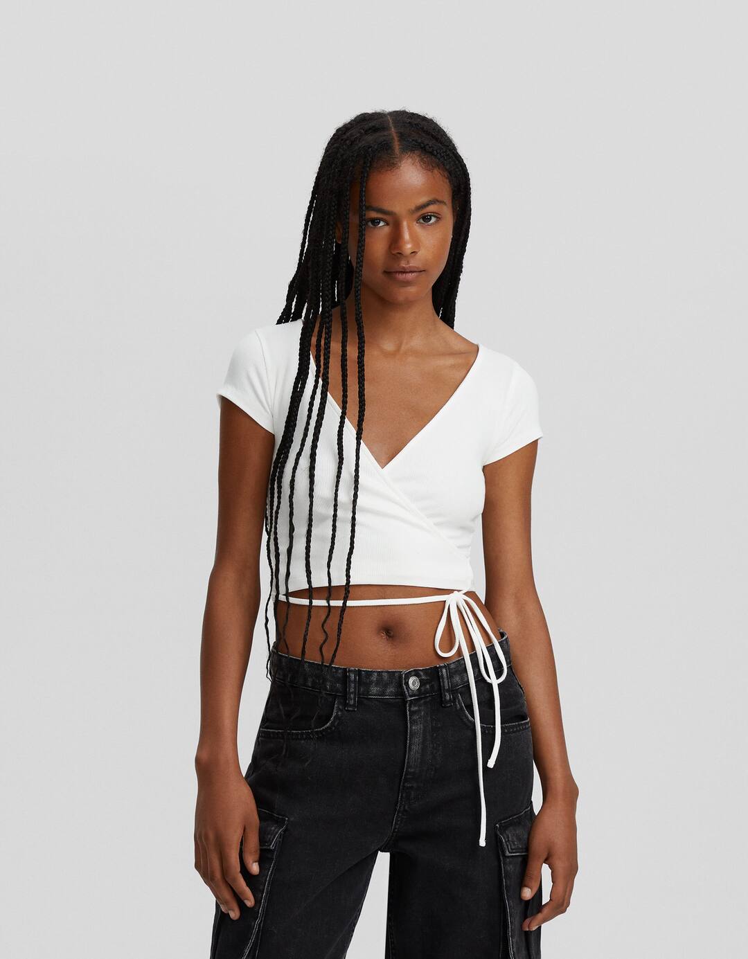 Ribbed short sleeve ballerina T-shirt