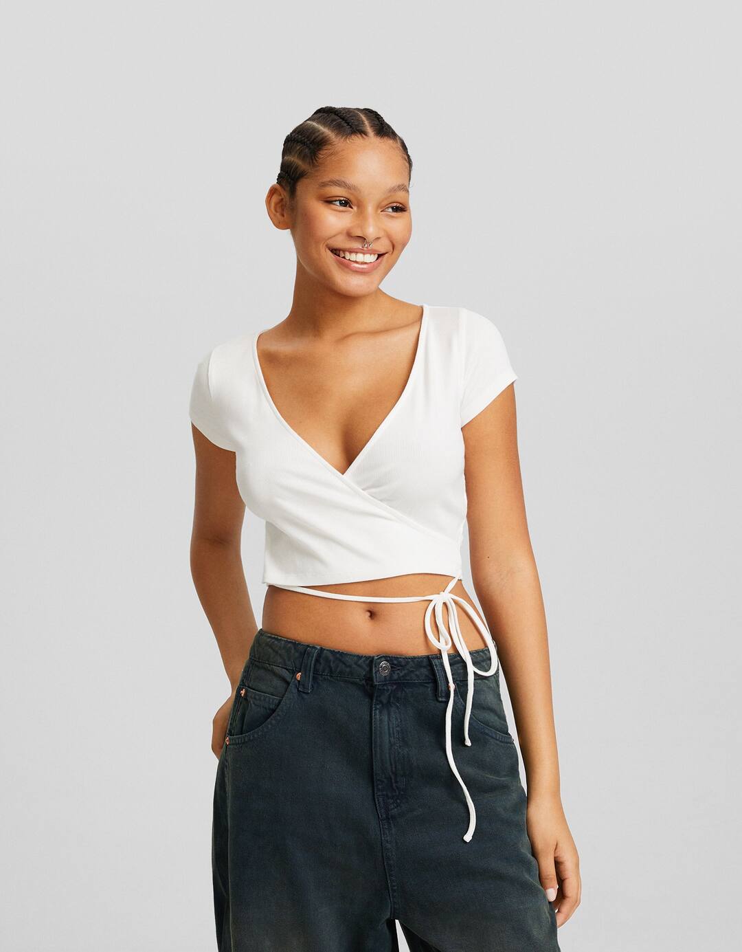 Ribbed short sleeve ballerina T-shirt