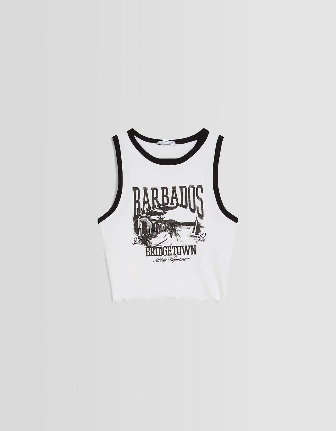Camiseta sin mangas cropped ajustada print