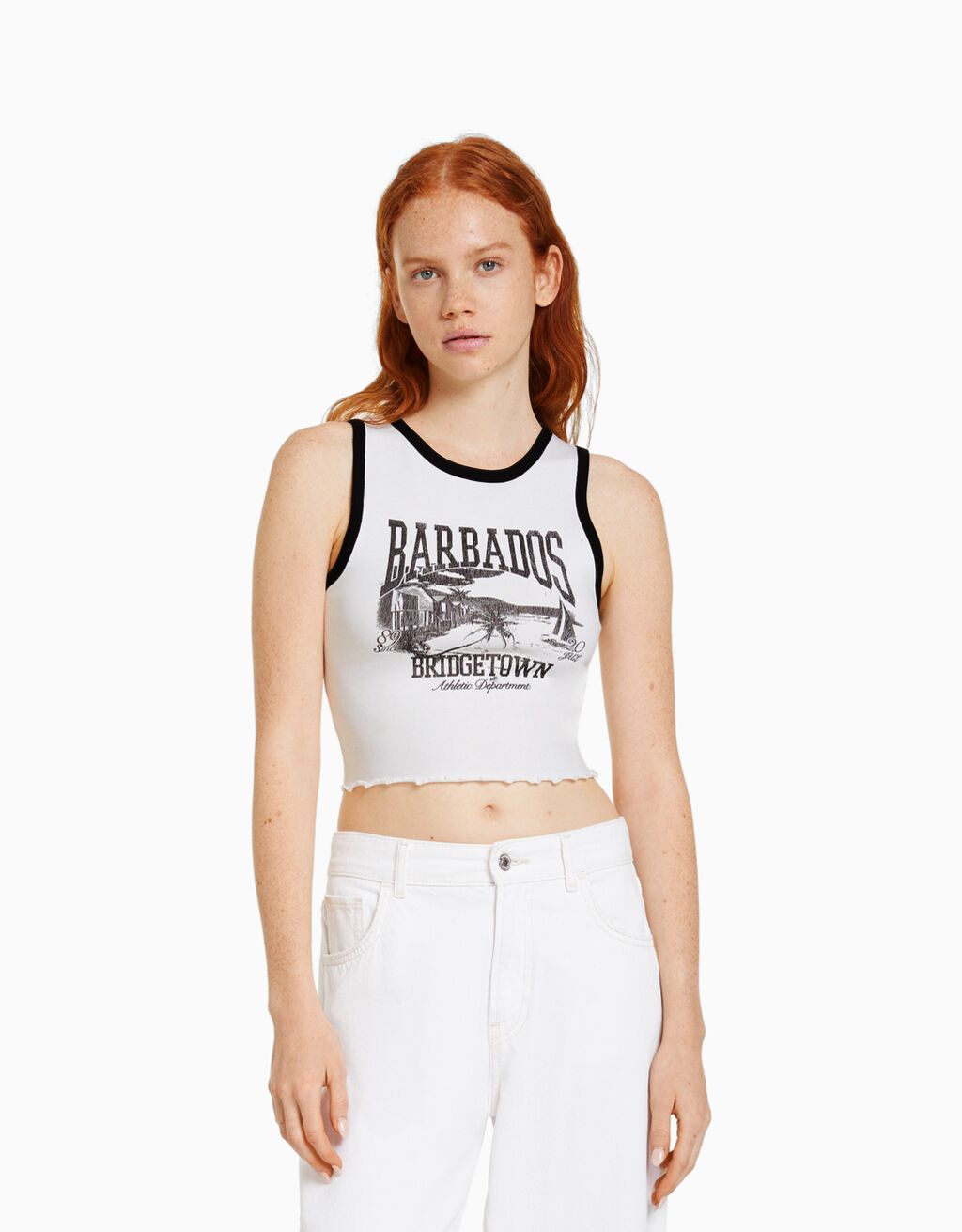 Camiseta sin mangas cropped ajustada print Camisetas y tops