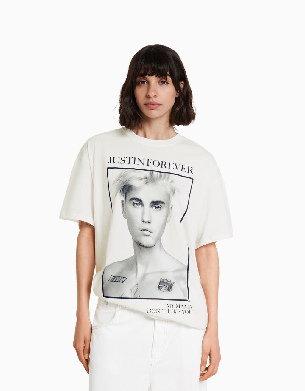 Justin Bieber print short sleeve T-shirt - Women | Bershka