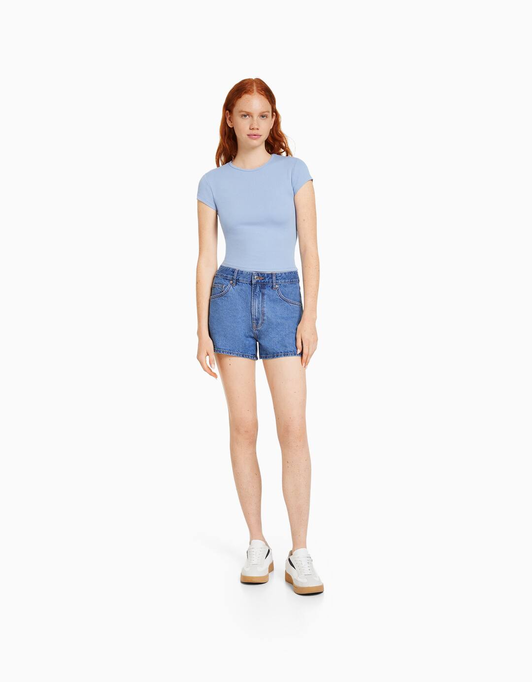 Mom fit denim shorts