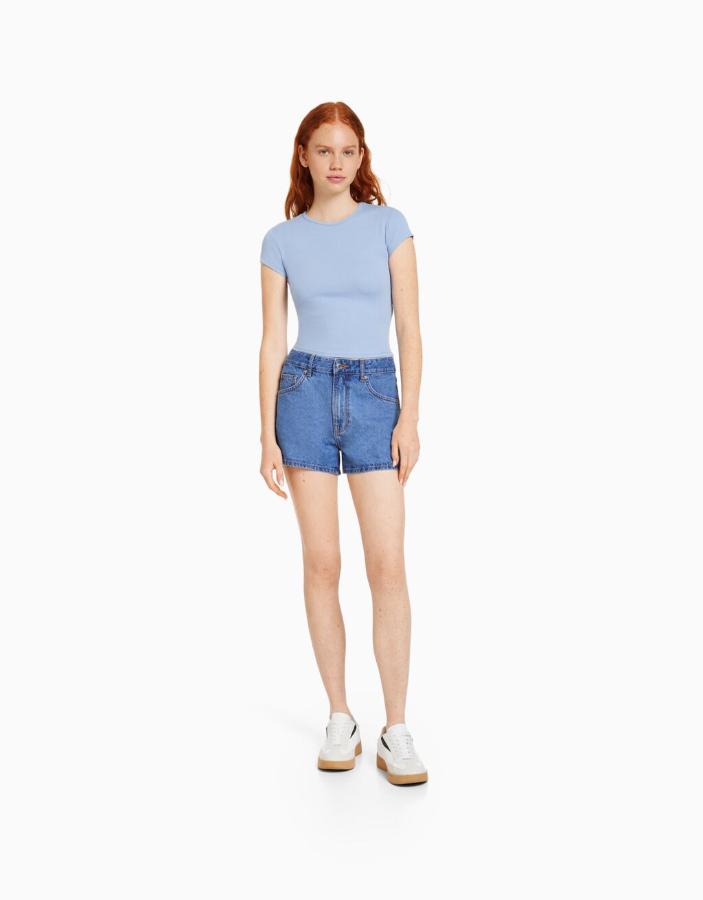 Mom fit denim shorts Women Bershka