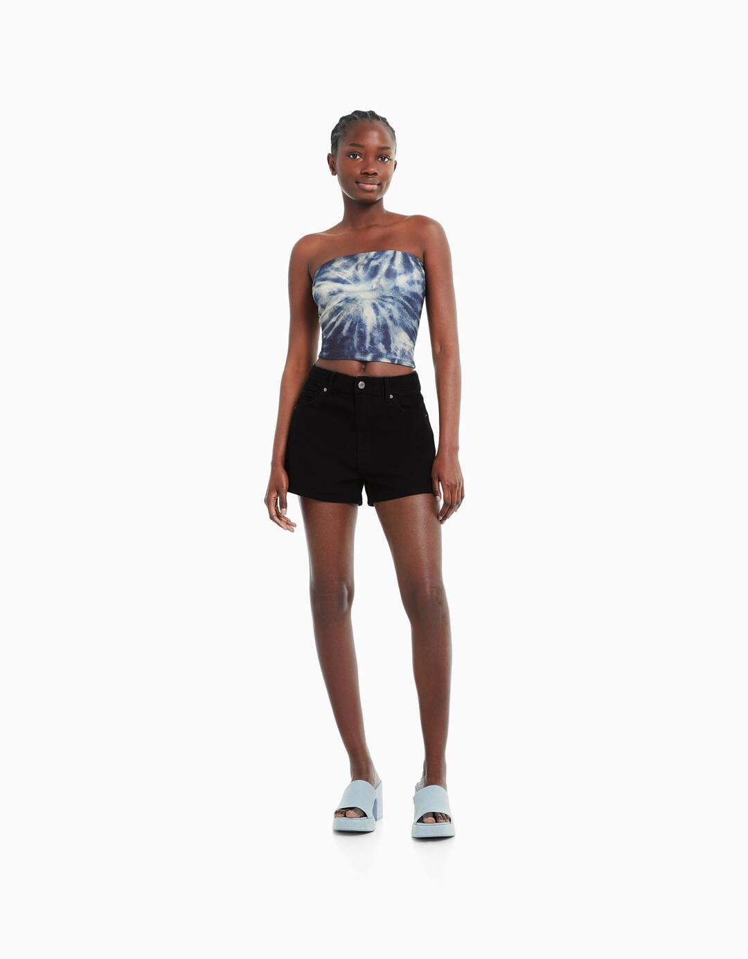 Mom fit denim shorts