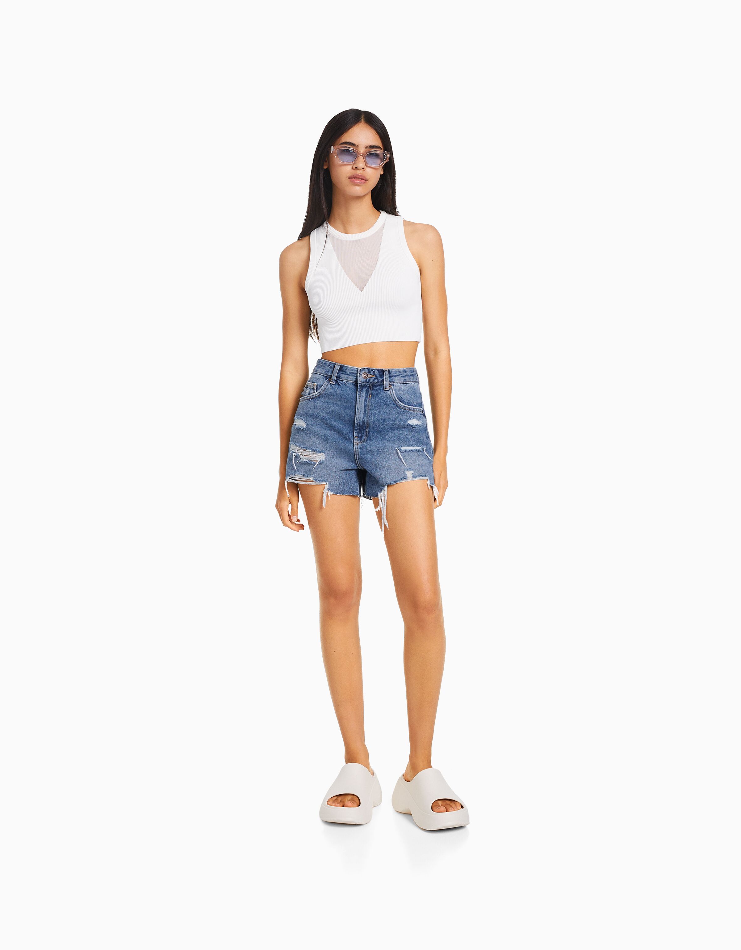 Shorts jeans strappati store bershka