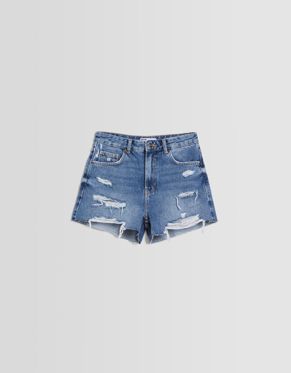 Ripped denim shorts with pockets