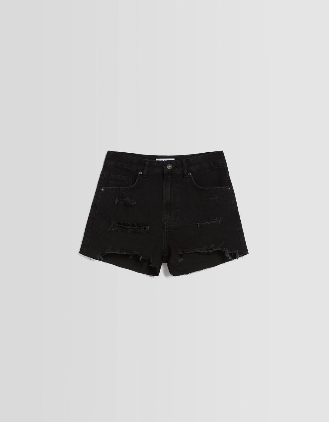 Ripped denim shorts with pockets