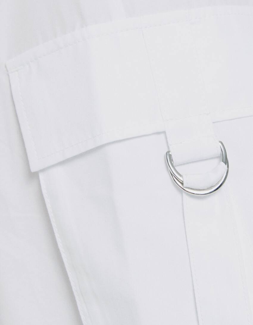 Cotton Bermuda shorts with pockets and straps - BSK Teen | Bershka