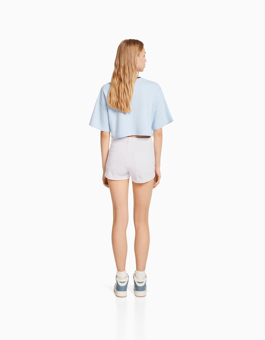 Roll-up denim shorts - BSK Teen | Bershka