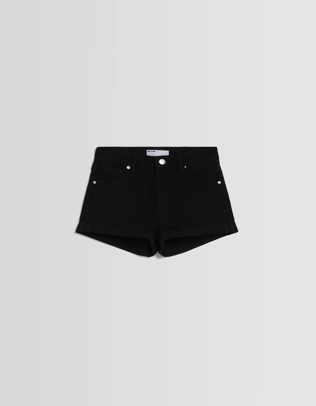 Roll-up denim shorts