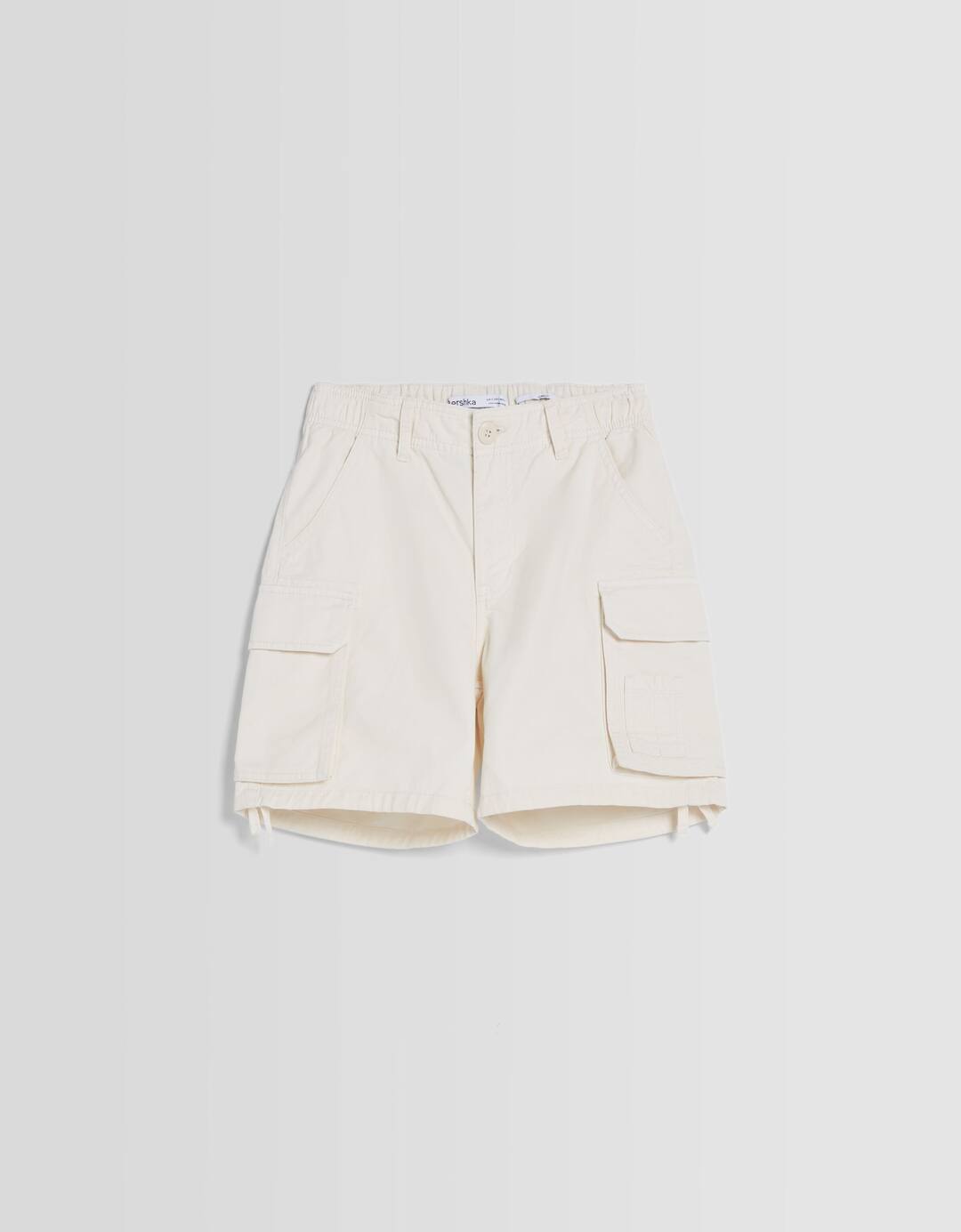 Cotton cargo Bermuda shorts with straps