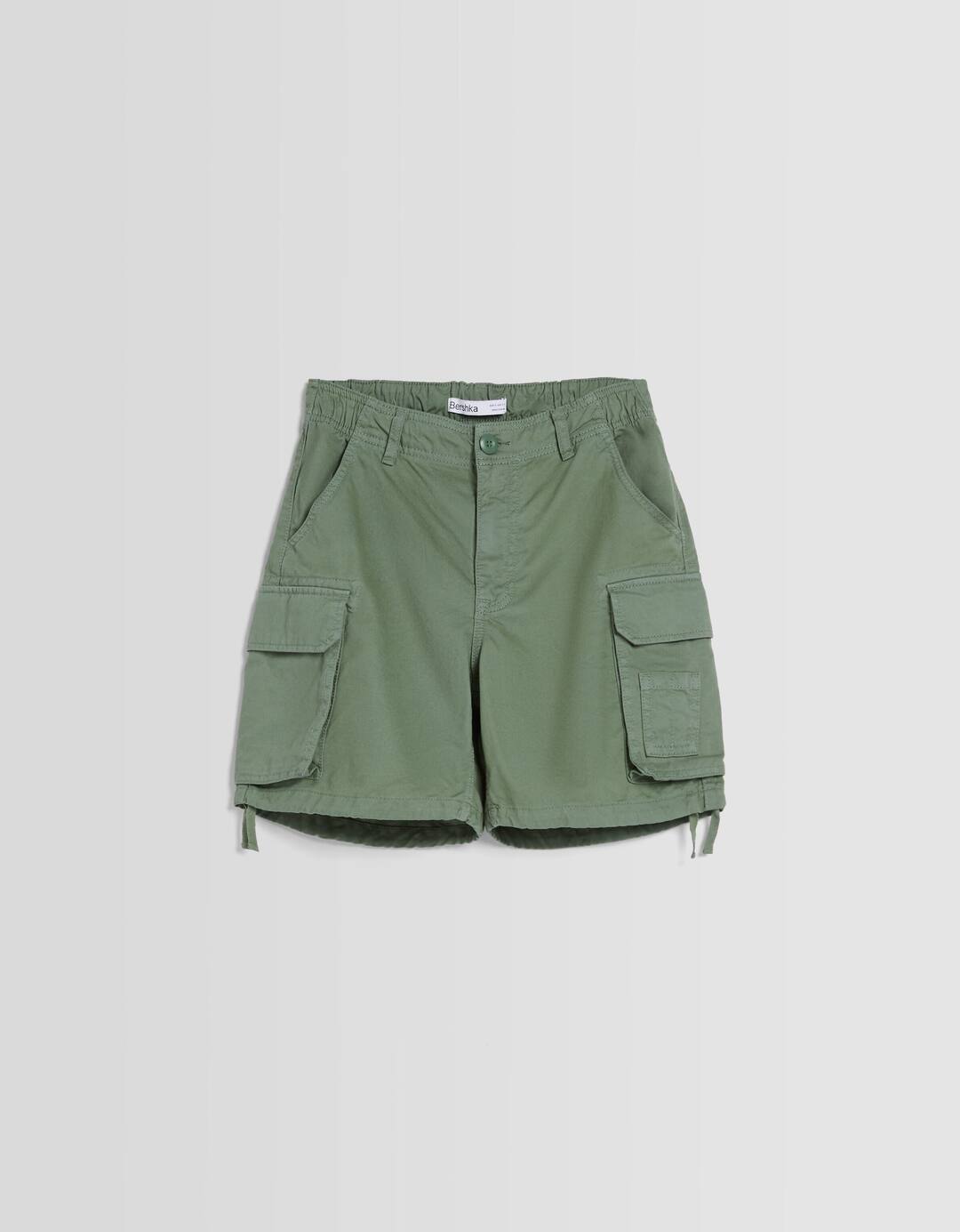 Cotton cargo Bermuda shorts with straps