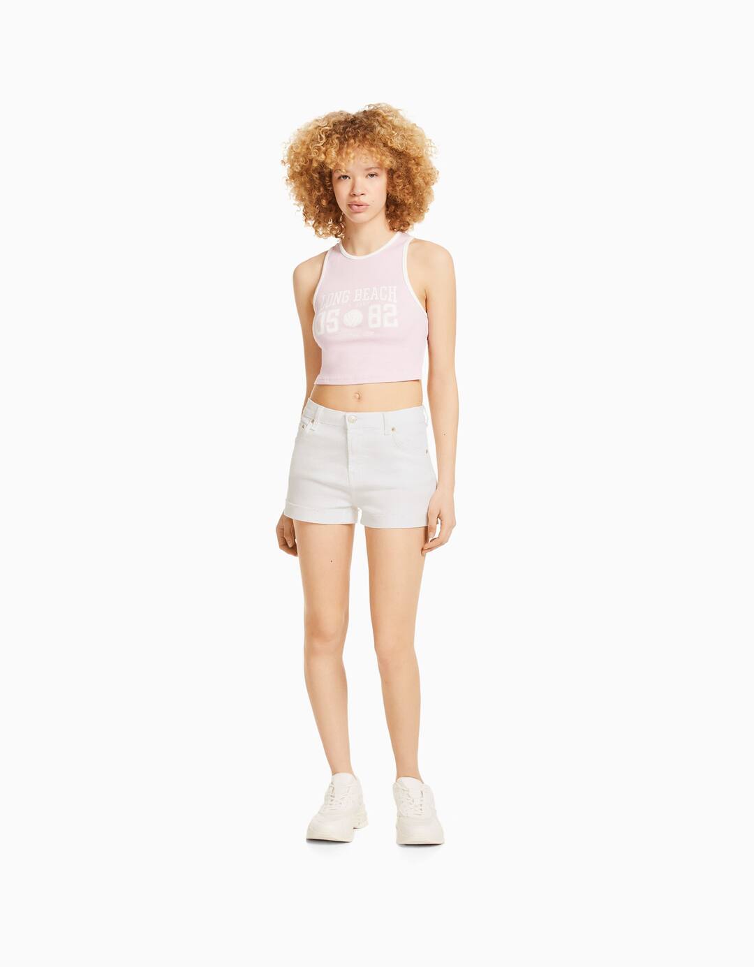 Comfort twill shorts with turn-up hems