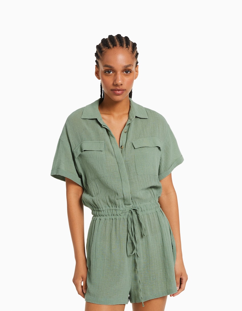 Rustic utility playsuit-Green-1