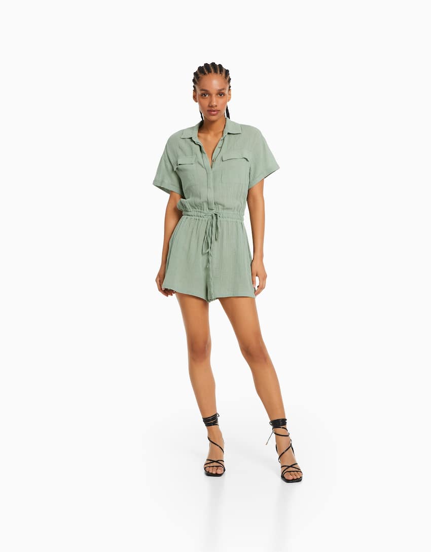 Rustic utility playsuit-Green-0