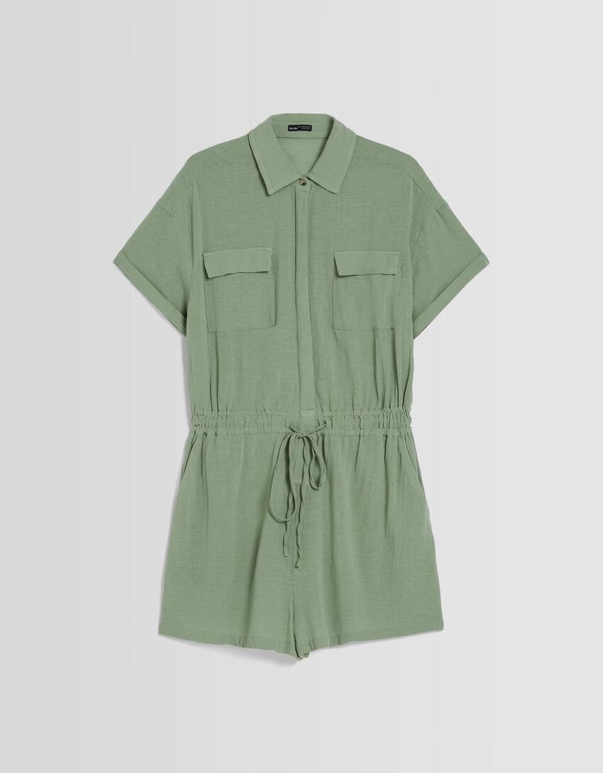 Rustic utility playsuit-Green-4