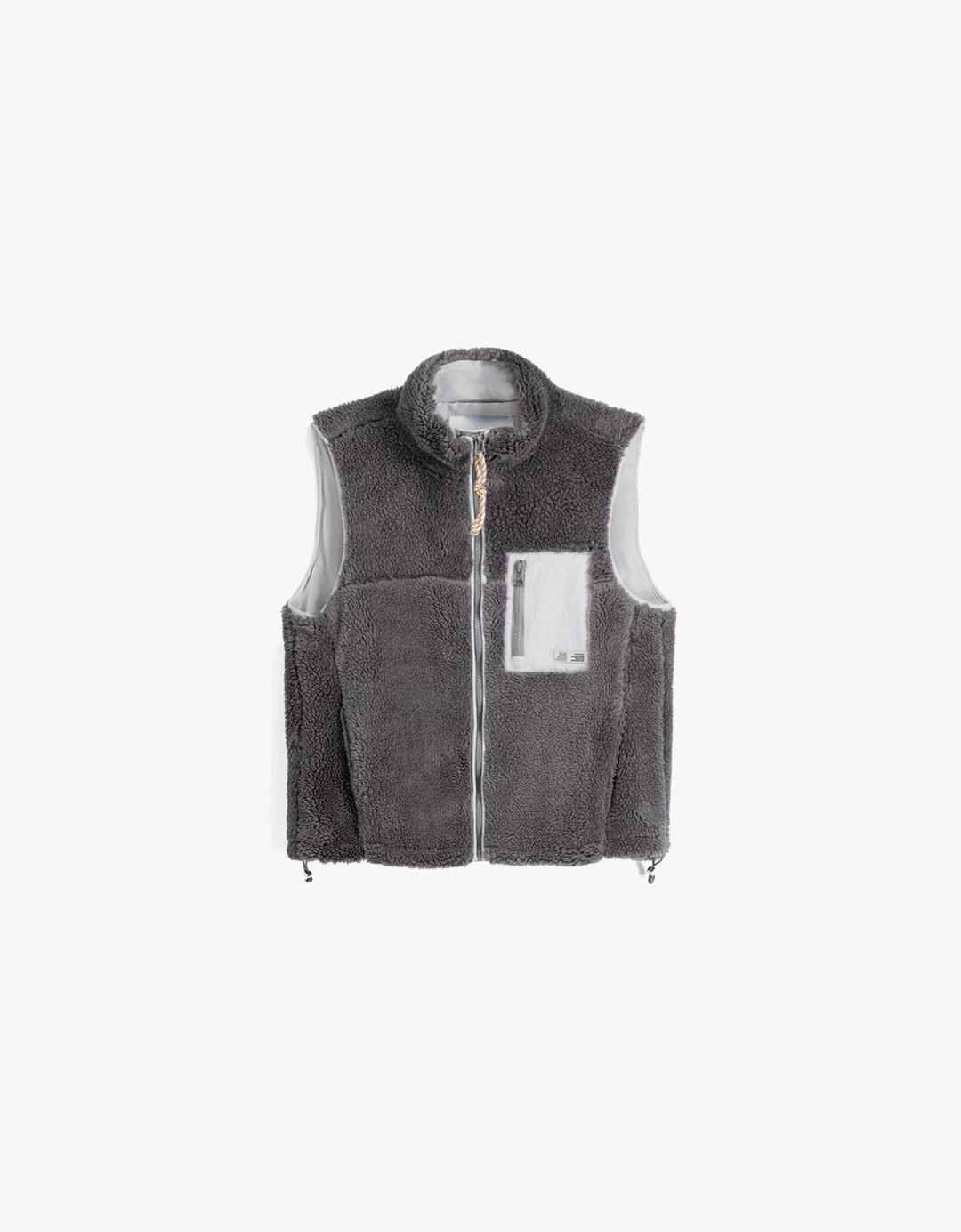 Faux shearling and nylon gilet