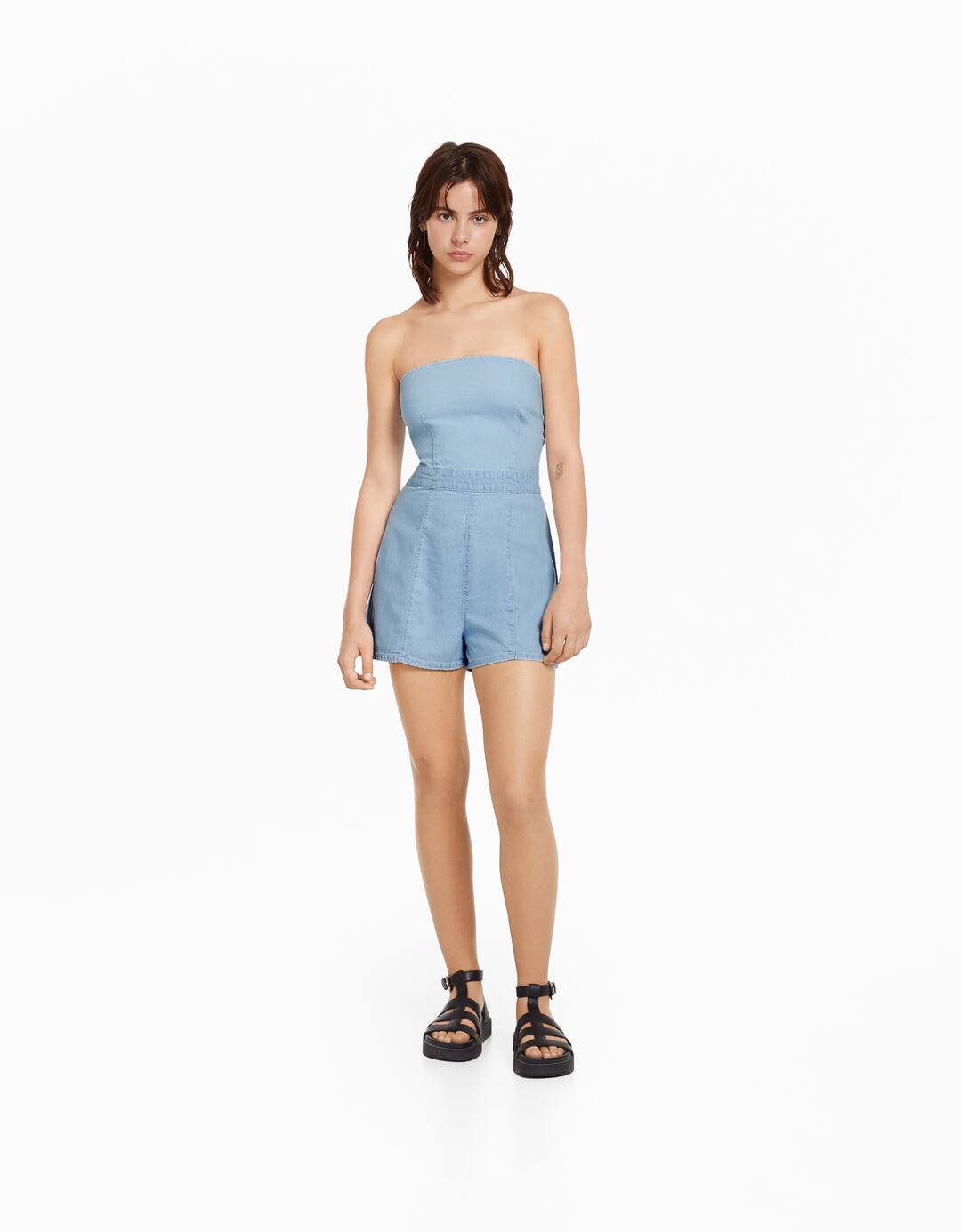 Short denim jumpsuit