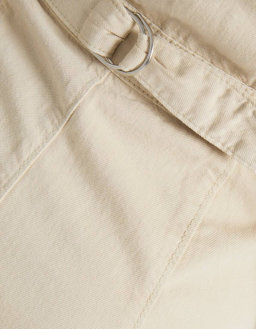 Short denim jumpsuit-Cream-5