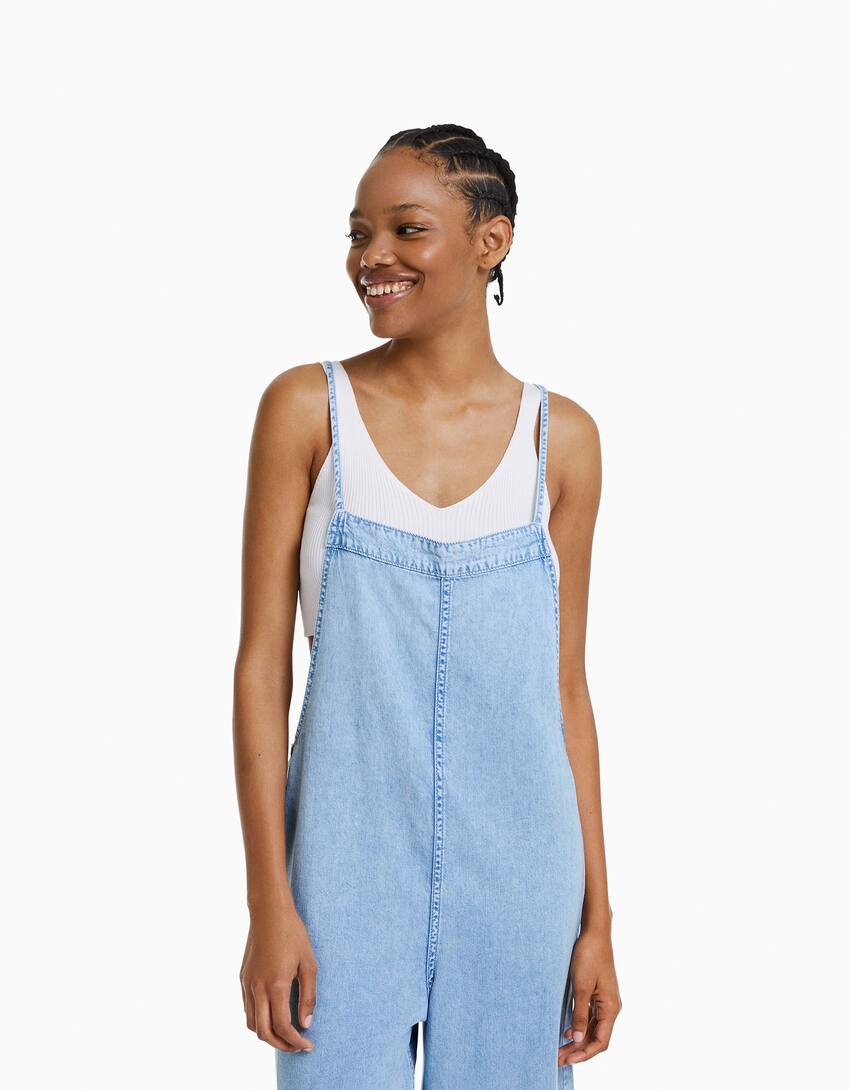 Women's Strappy Denim Bodysuit