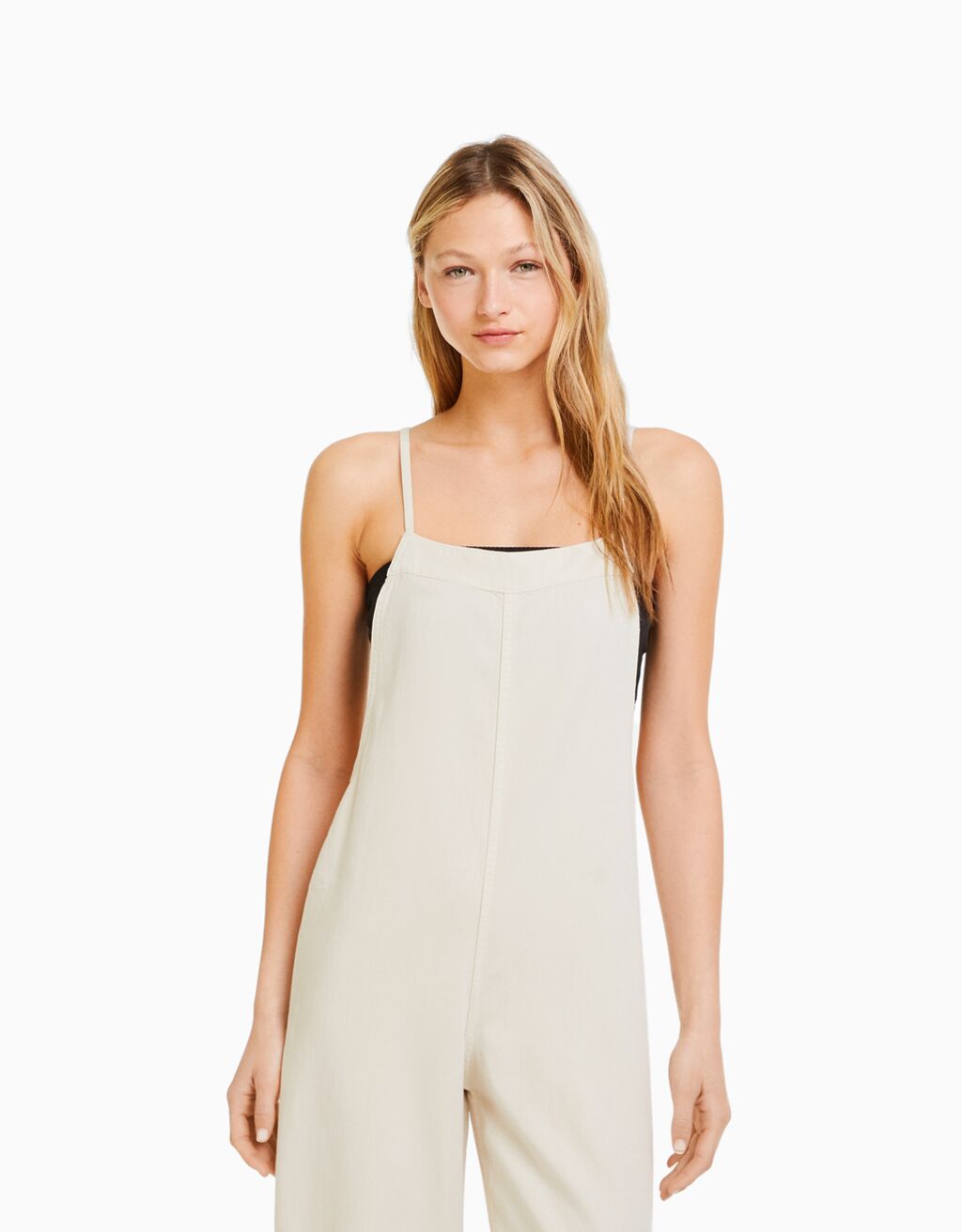 Strappy denim jumpsuit Women Bershka