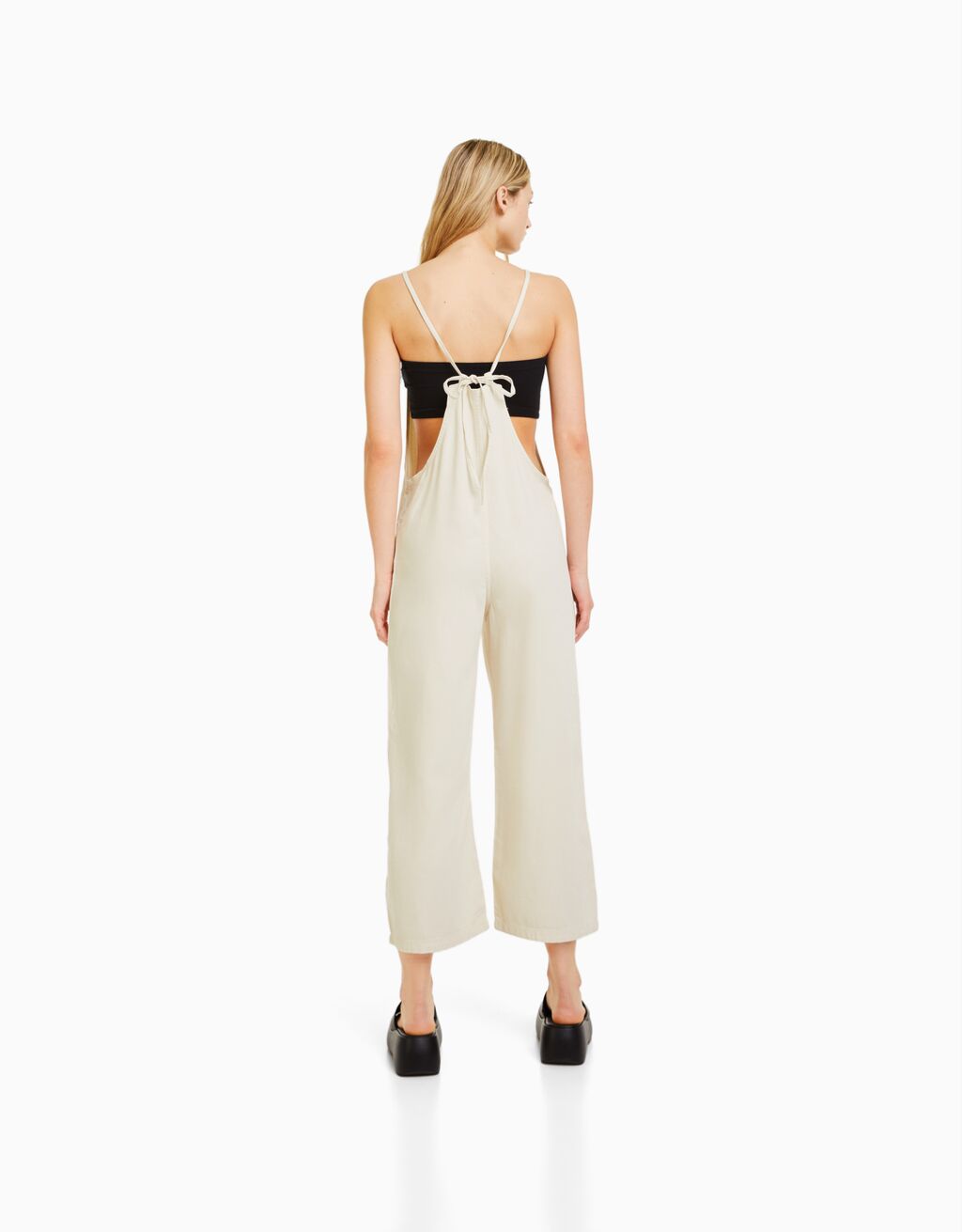 Strappy denim jumpsuit Women Bershka