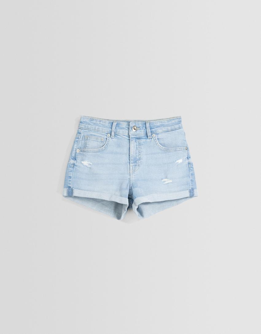 Calções denim roll-up-Azul claro-4