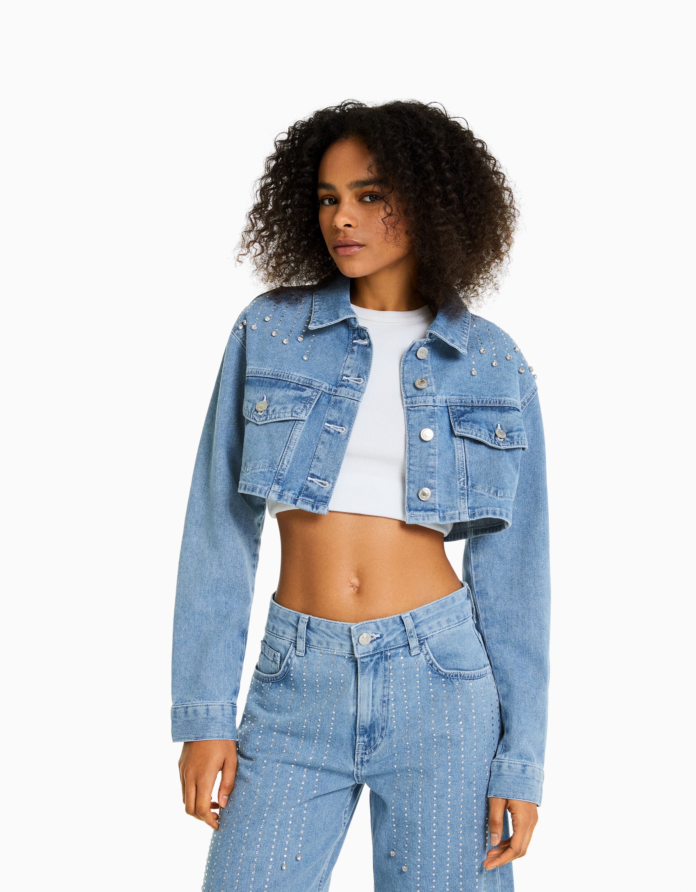 Cazadora denim cropped brillo REBAJAS hasta 50 BSK Teen