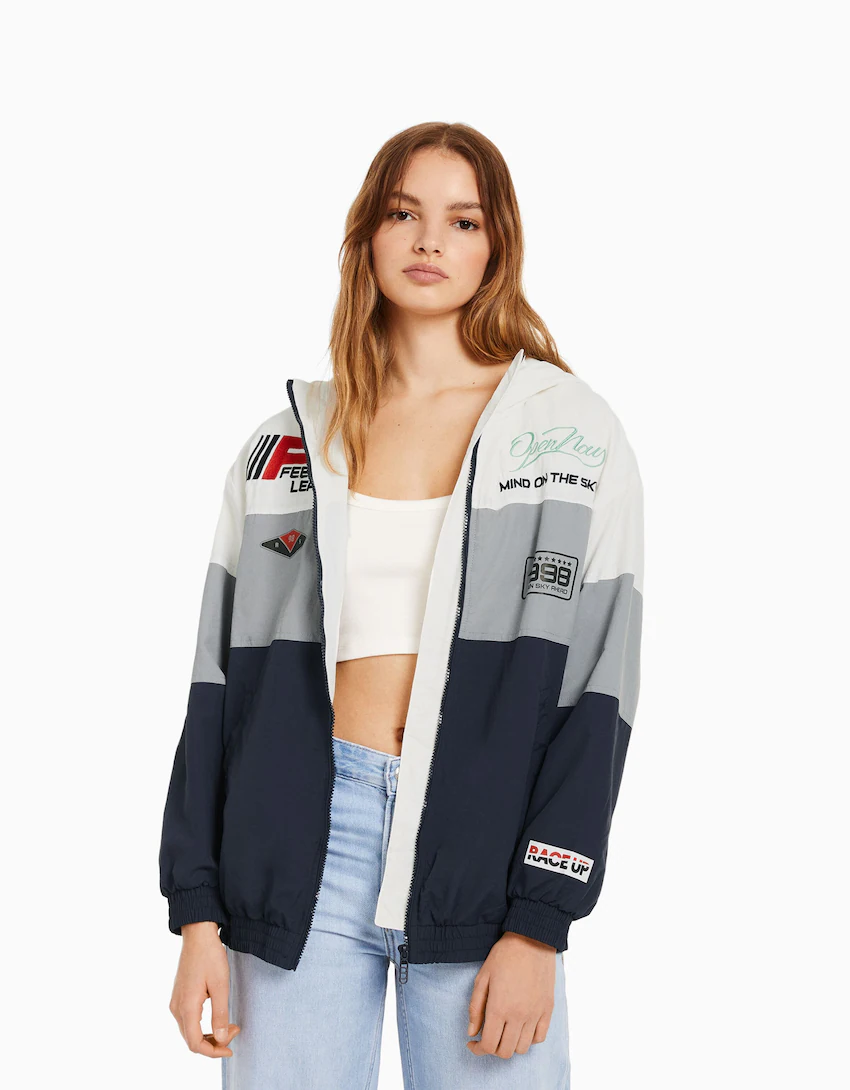 Nylon hoodie jacket with patches - Jackets - BSK Teen