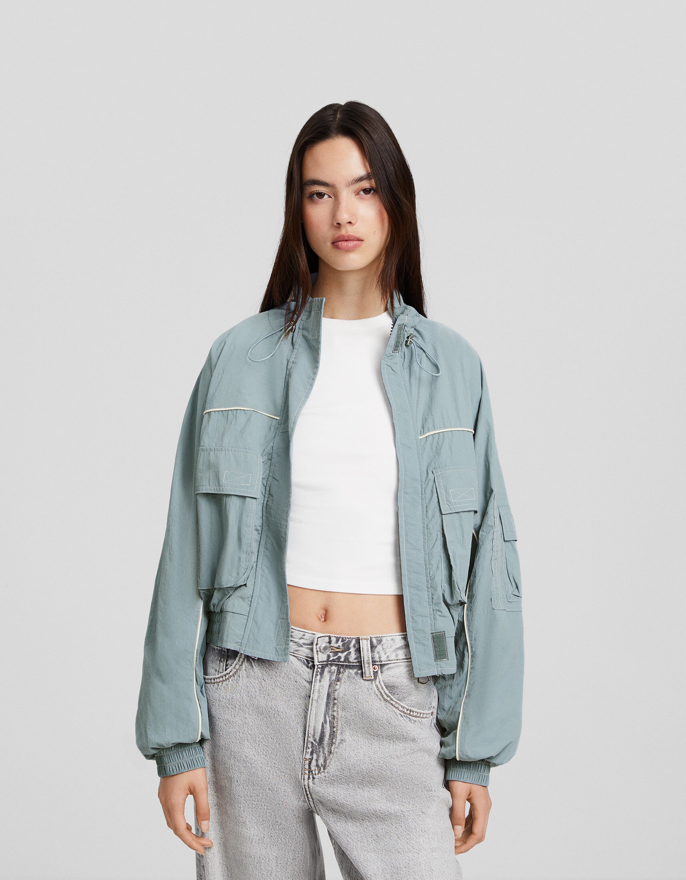 Bershka on sale green jacket