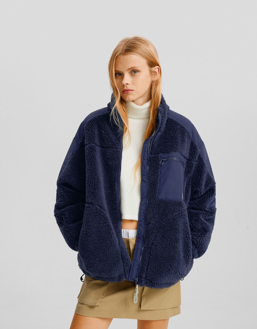 Bershka faux shearling clearance jacket