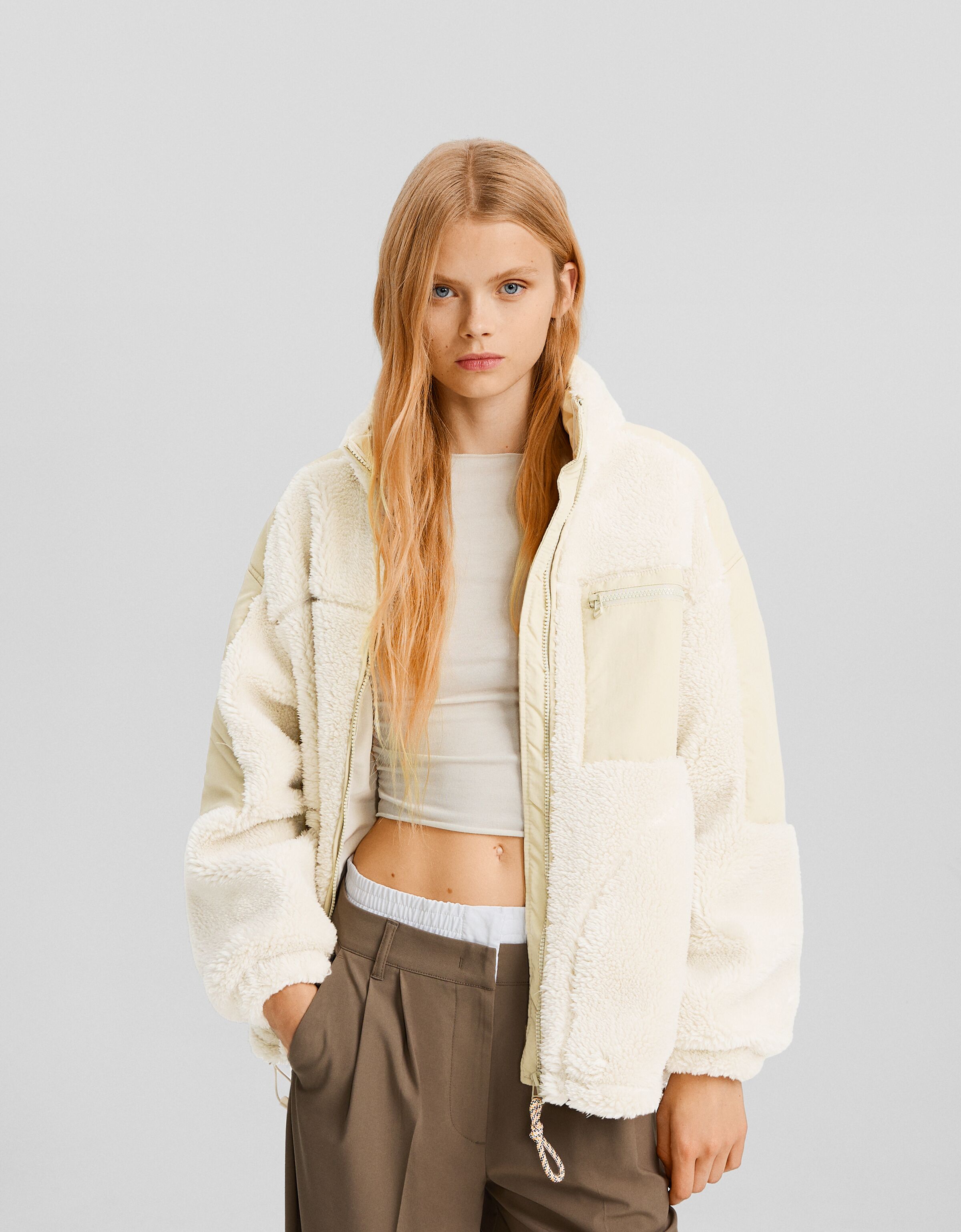 Faux shearling 2025 jacket bershka
