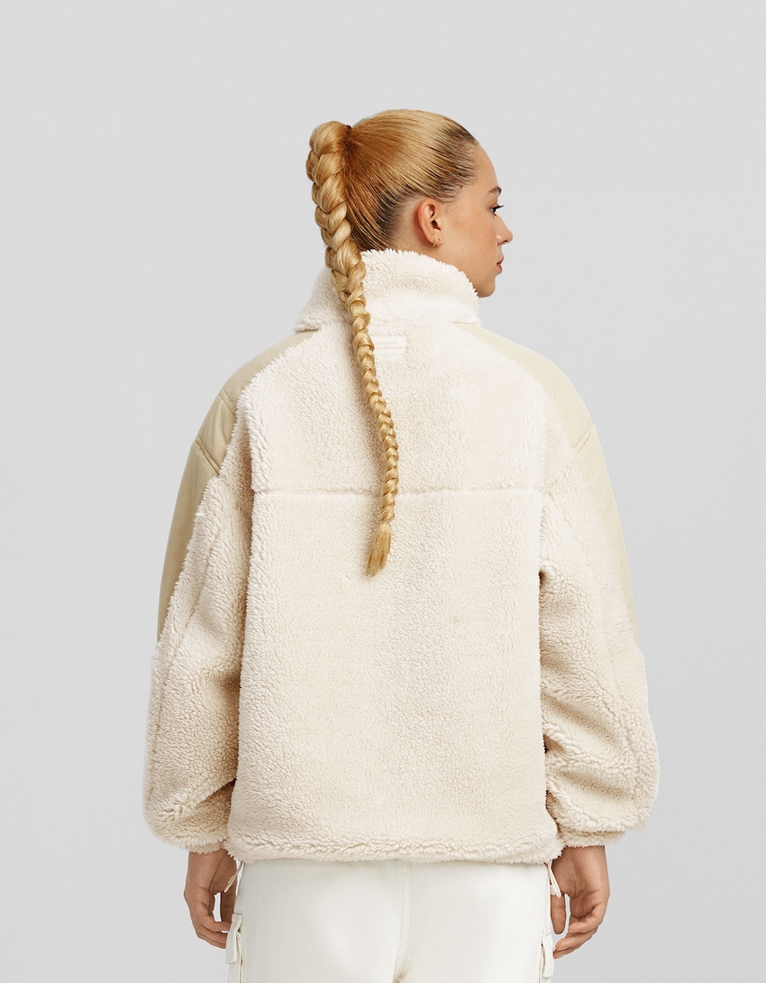 Cazadora borreguillo con nylon BSK Teen Bershka