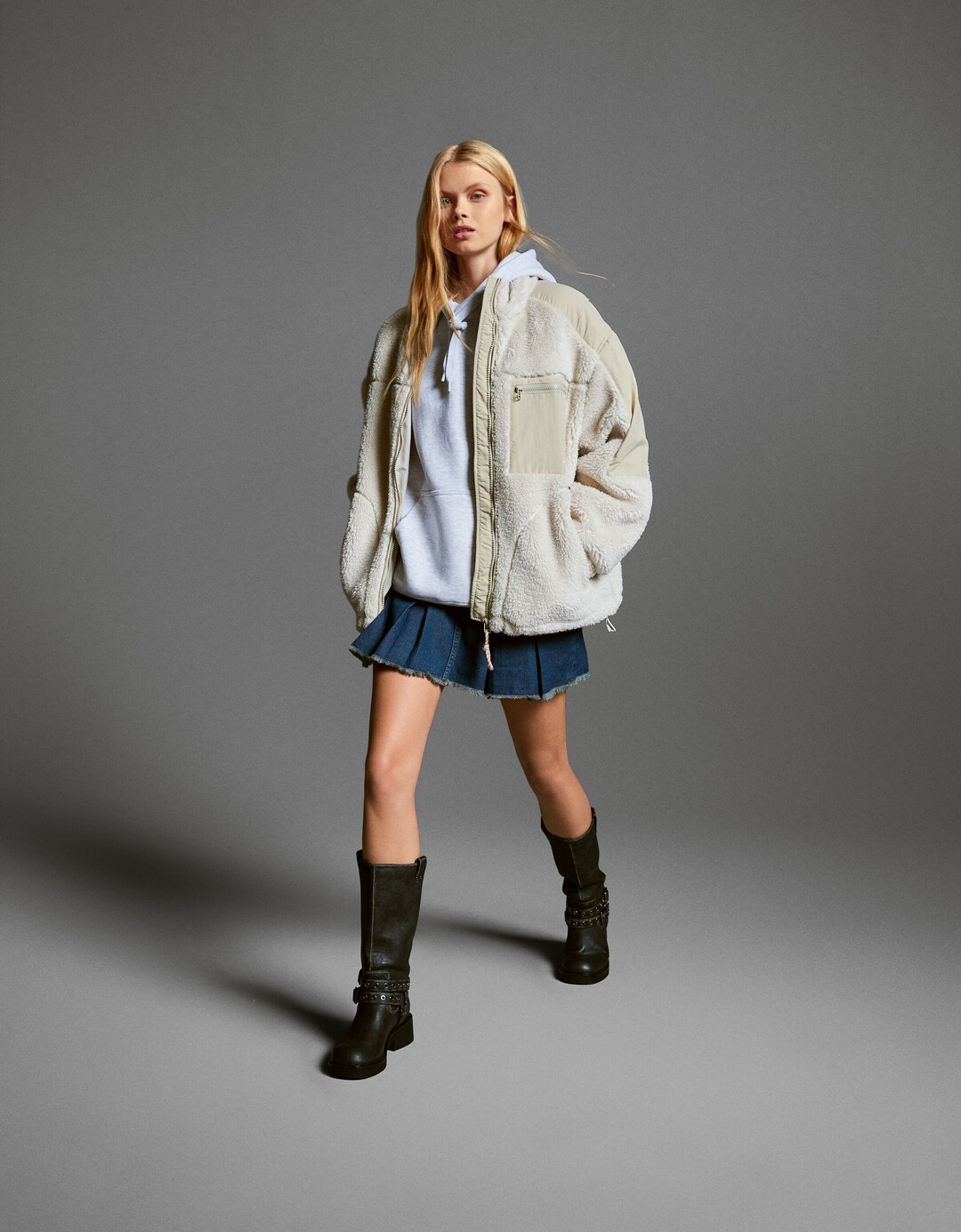 Faux shearling and nylon jacket