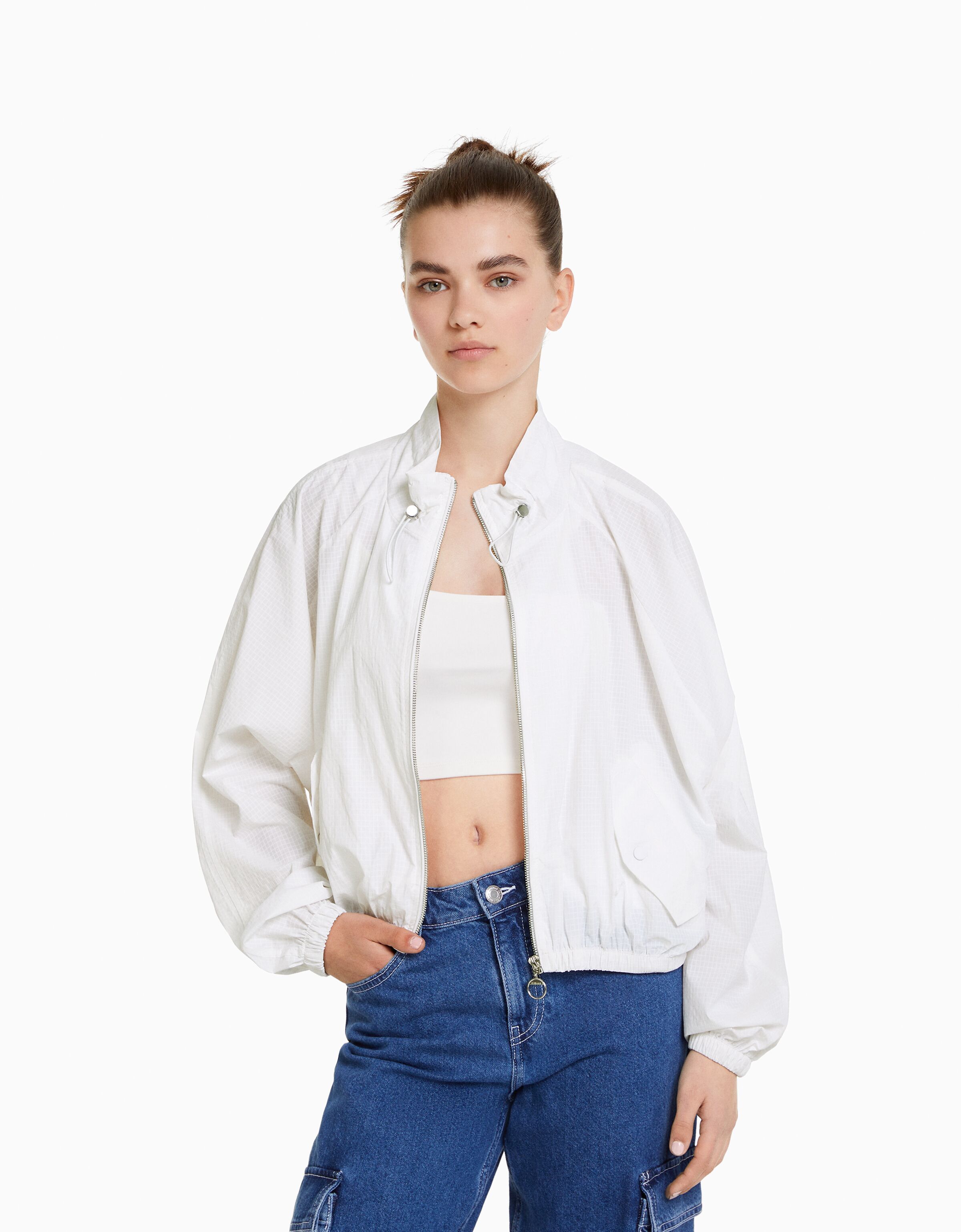 Cropped shop nylon jacket