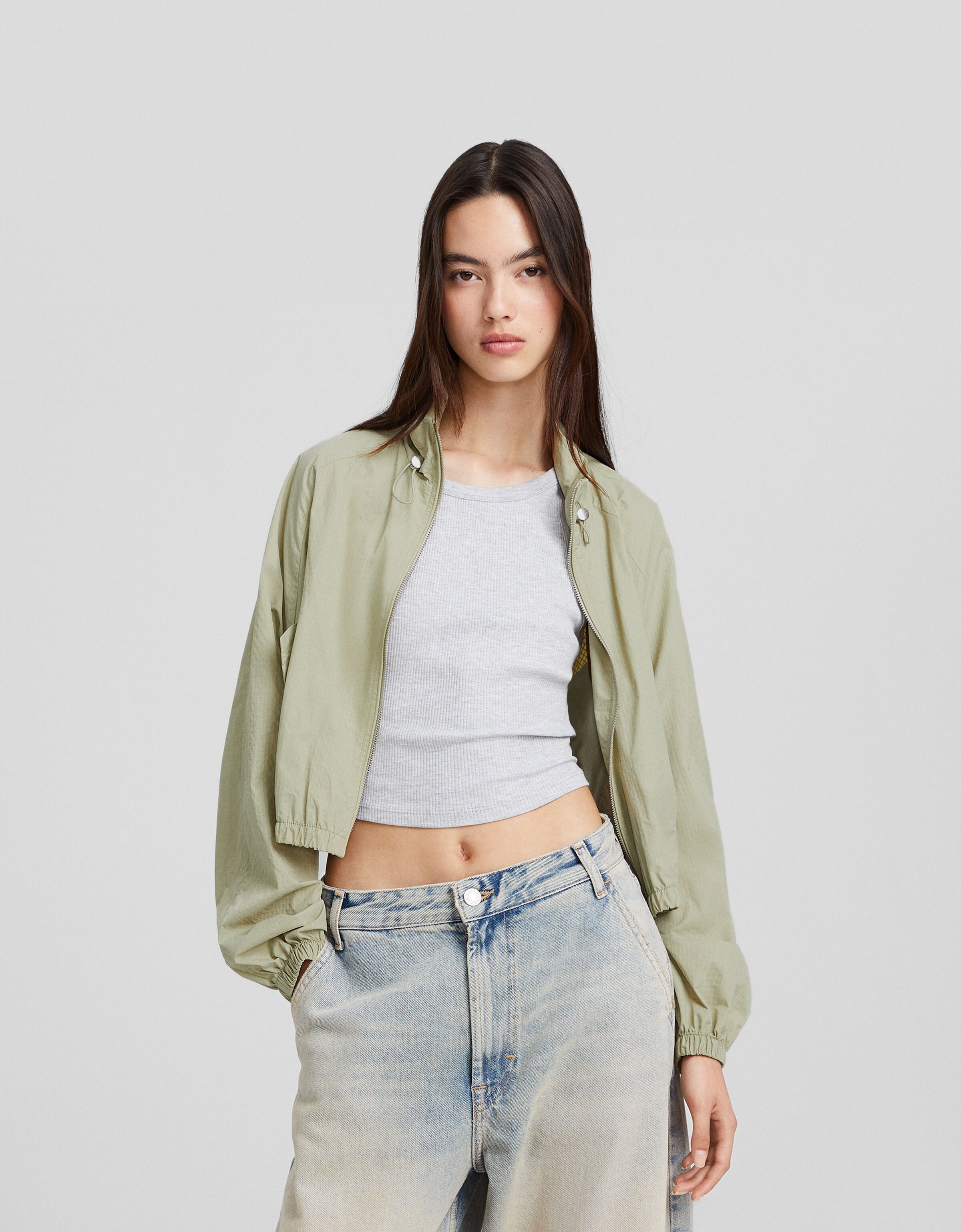 Cropped shop nylon jacket