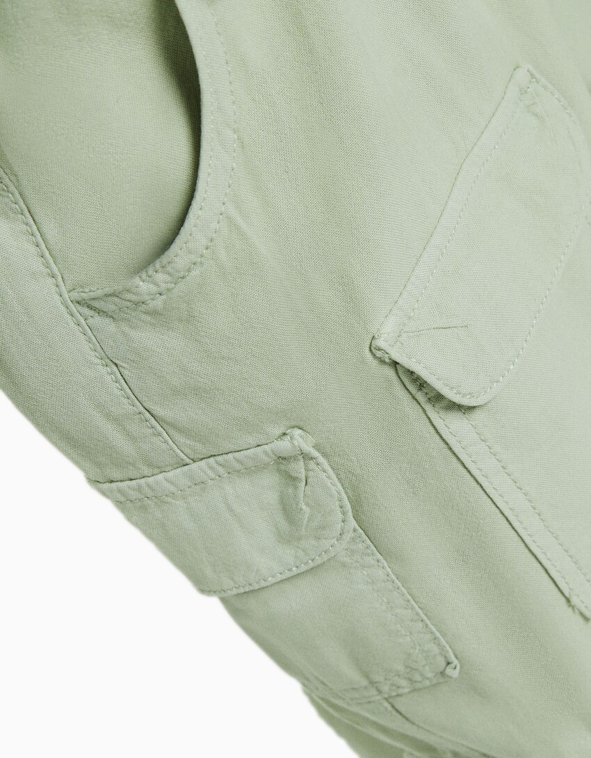 Blusão bolsos octopus algodão rústico-Verde-5
