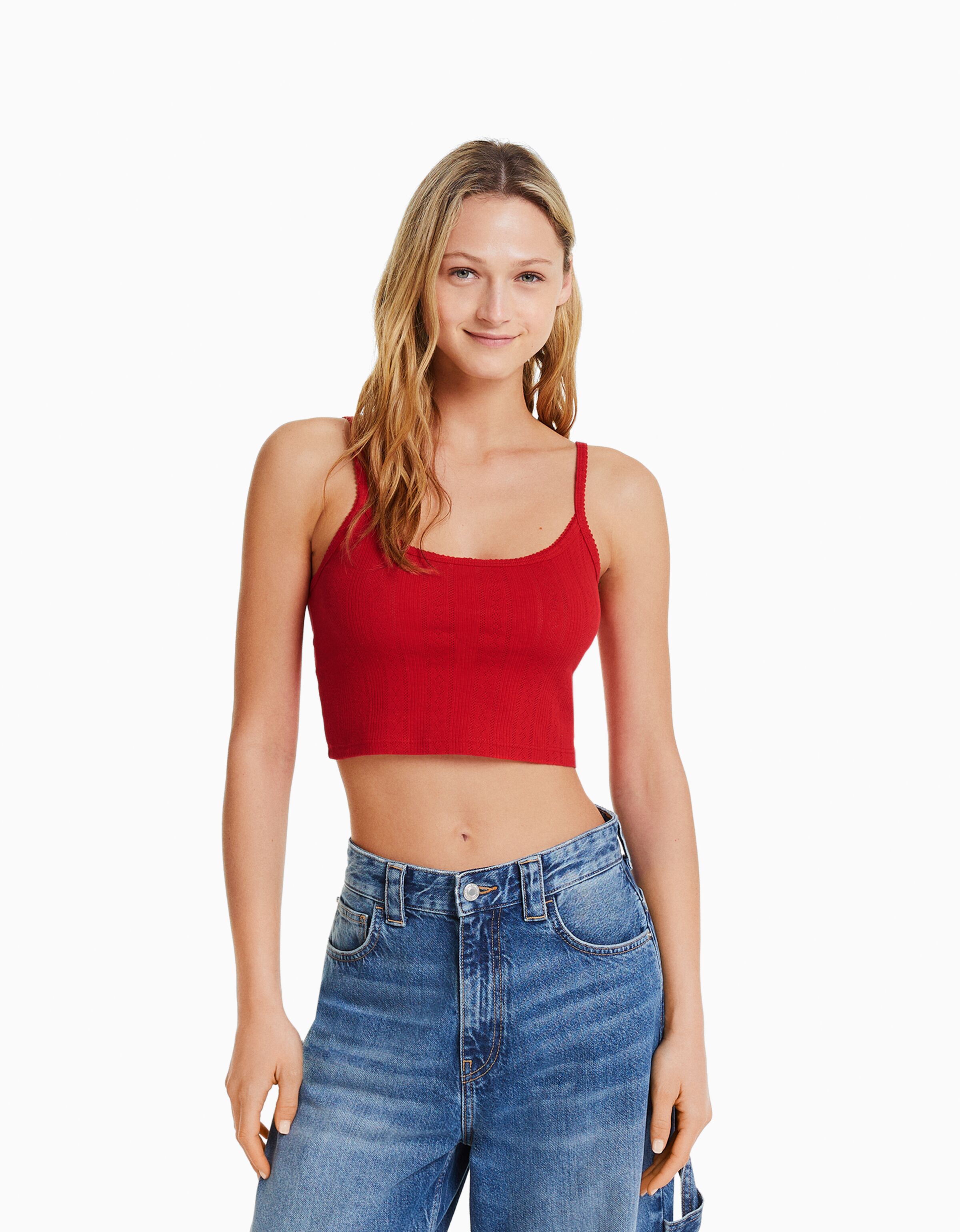 Top cropped cheap de tirantes bershka