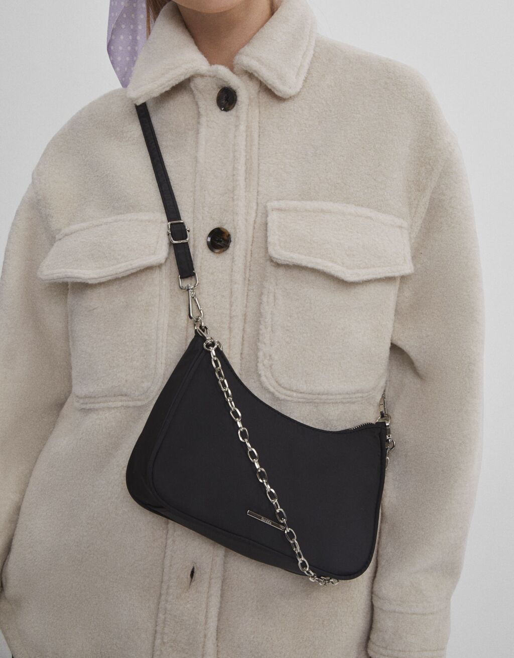 Multiway satin crossbody bag with chain Women Bershka