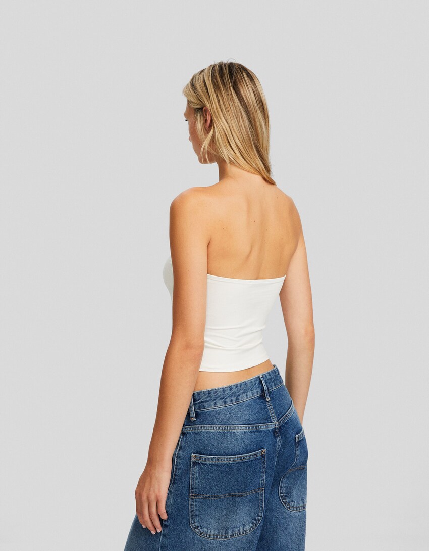 Bandeau top-Kirli beyaz-1