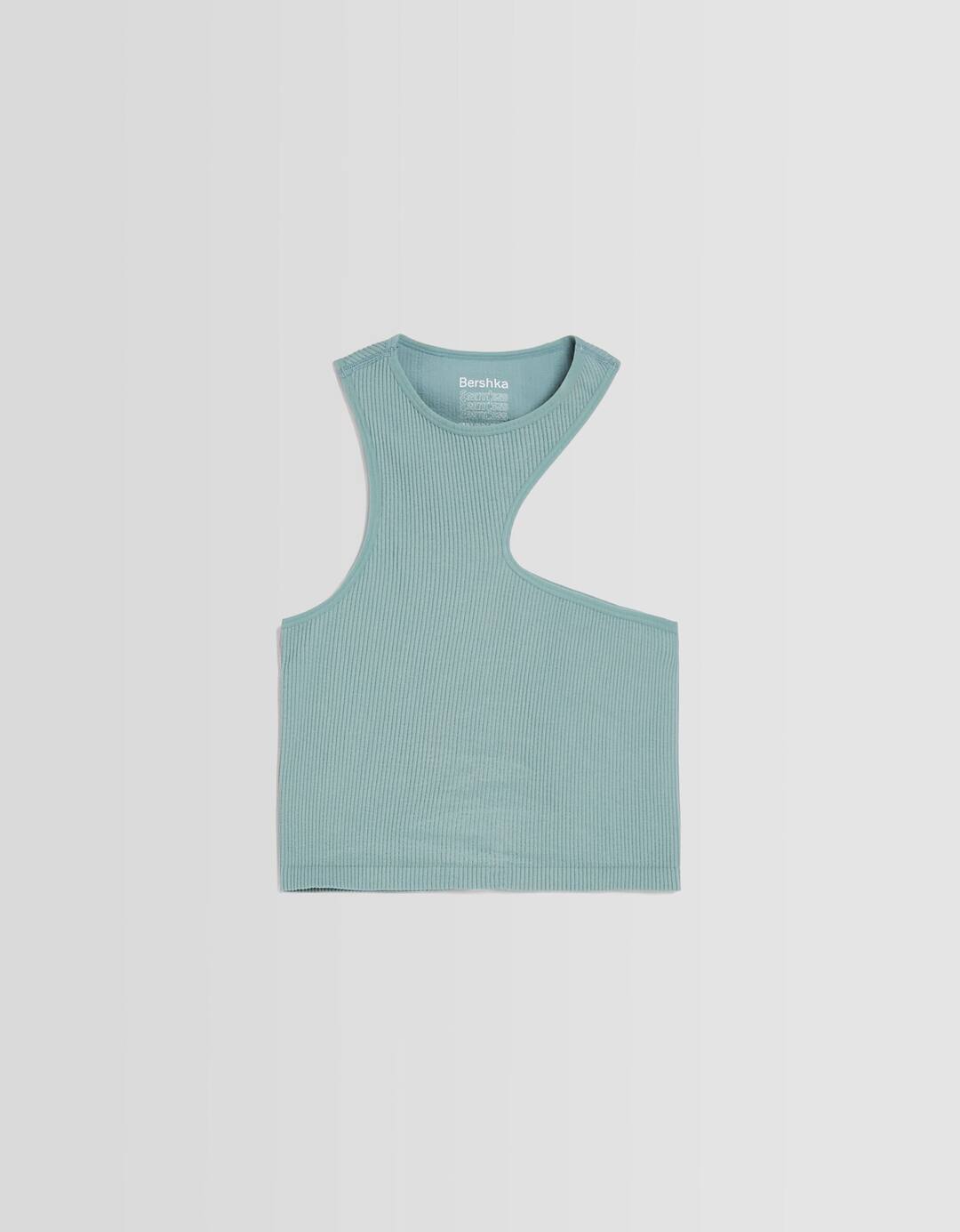 Sleeveless seamless asymmetric top