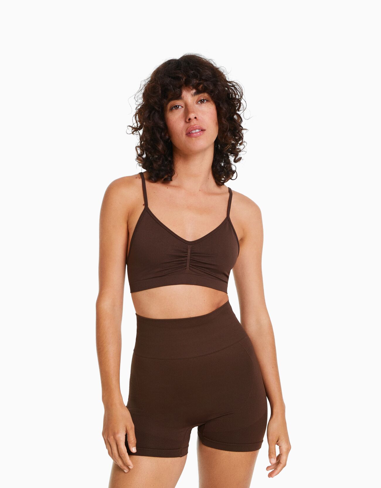 Top tirantes seamless frunce Seamless Mujer Bershka