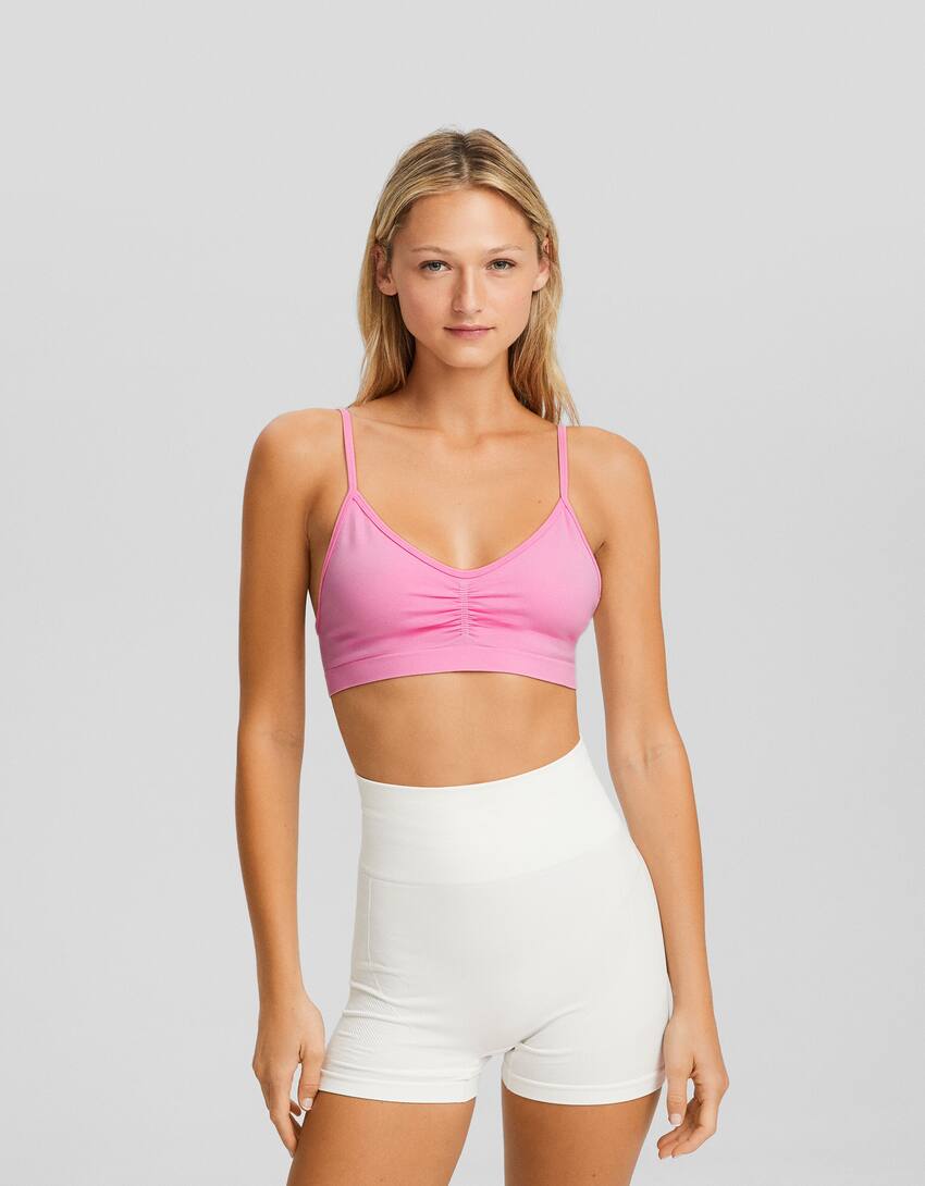 Gathered seamless strappy top - Tops - BSK Teen