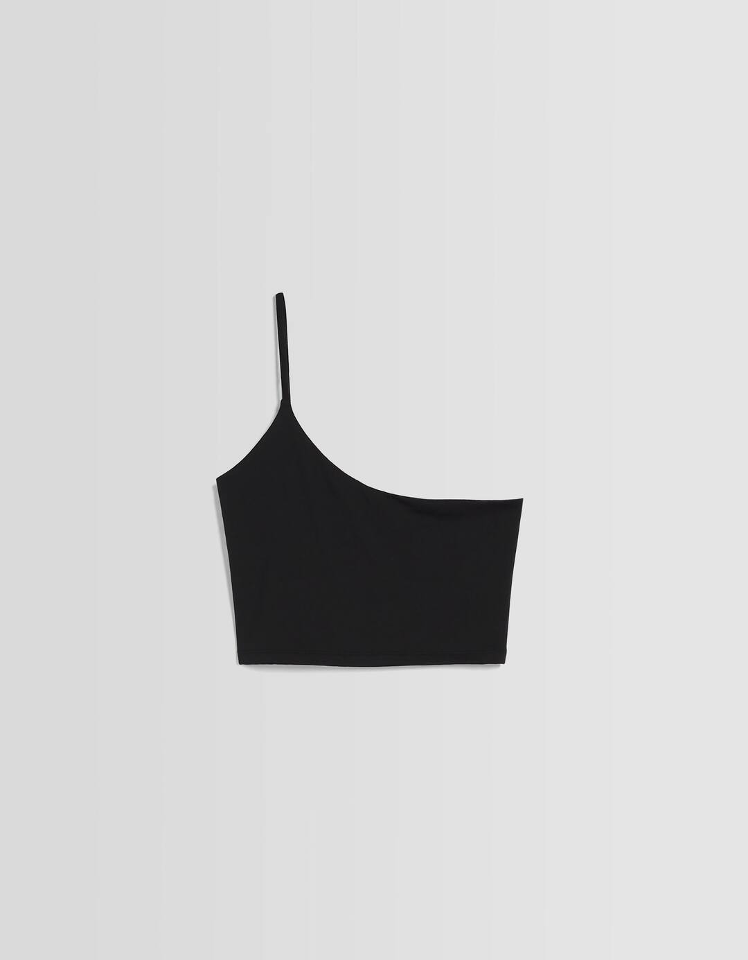 Asymmetric crop top with strap